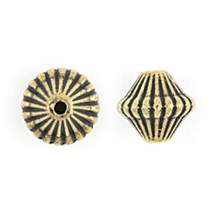Bead, Metalized Plastic in Antique Gold, 8.5x8.5mm Mushroom Shape (Hole Size 1.25mm)