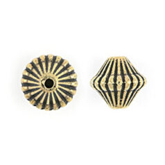 Bead, Metalized Plastic in Antique Gold, 7x6mm Mushroom Shape (Hole Size 1.25mm)