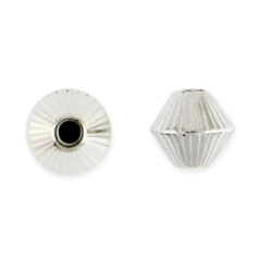 Bead, Metalized Plastic in Antique Silver, 7x6mm Bicone Fluted (Hole Size 1.25mm)