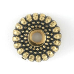 Bead, Metalized Plastic in Antique Gold, 10x3mm Beaded Rondelle (Hole Size 1.5mm)