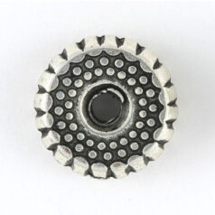 Bead, Metalized Plastic in Antique Silver, 10x3mm Beaded Rondelle (Hole Size 1.5mm)