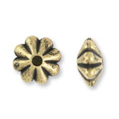 Bead, Metalized Plastic in Antique Gold, 6x3mm Fluted Saucer (Hole Size 1mm)