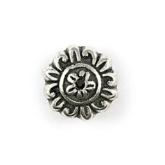 Bead, Metalized Plastic in Antique Silver, 17x10mm Spacer with Sun Pattern (Hole Size 1.8mm)