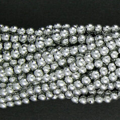 Bead, Metalized Plastic in Silver, 4mm Round (Hole Size 1.3mm)