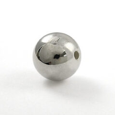 Bead, Metalized Plastic in Silver, 14mm Plain Round (Hole Size 2mm)