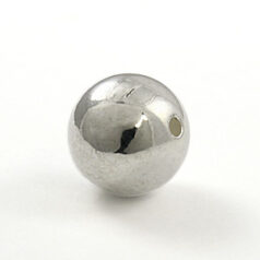 Bead, Metalized Plastic in Silver, 16mm Plain Round (Hole Size 2mm)