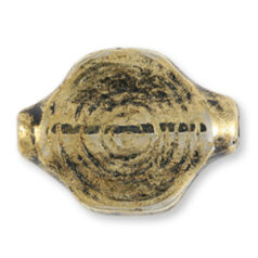 Bead, Metalized Plastic in Gold, 14mm Flat Disc with Spiral Design (Hole Size 1.8mm)