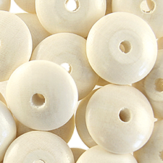 Bead, Wood Disc Beads, 16x6mm in White. Made in Germany (Hole Size: 2.8mm)