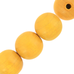 Bead, Preciosa Czech Wood Beads, 6mm Round  - Yellow (Hole Size 1.8mm)