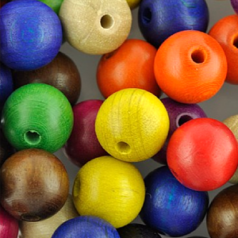 Bead, Preciosa Czech Wood Beads, 16mm Round - Mixed Colours (Hole Size 2.5mm)