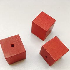 Bead, Preciosa Czech Wood Beads, 16mm square - Red (Hole Size 2.8mm)