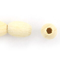 Bead, Preciosa Czech Wood Beads, 6x4mm Oval - Bleached Natural (Hole Size 1.2mm)