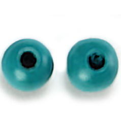 German Wood Beads, 6mm Round (Hole: 2mm) - Turquoise