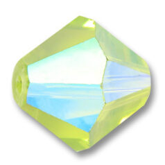 Bead, Helenski Crystal Art.8001 10mm Bicone - Light Olivine AB