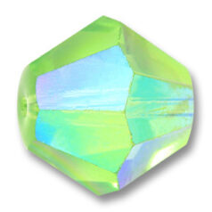 Bead, Helenski Crystal Art.8001 10mm Bicone - Peridot AB Green
