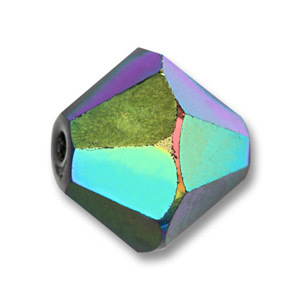 Bead, Helenski Crystal Art.8001 8mm Bicone - Jet Black AB