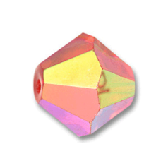 Bead, Helenski Crystal Art.8001 6mm Bicone - Light Siam AB