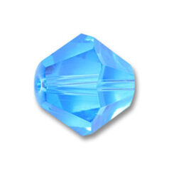 Bead, Helenski Crystal Art.8001 6mm Bicone - Aquamarine