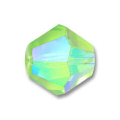 Bead, Helenski Crystal Art.8001 6mm Bicone - Peridot AB Green