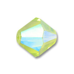 Bead, Helenski Crystal Art.8001 5mm Bicone - Light Olivine AB