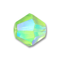 Bead, Helenski Crystal Art.8001 5mm Bicone - Peridot AB Green