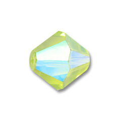 Bead, Helenski Crystal Art.8001 4mm Bicone - Light Olivine AB