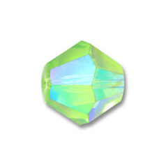 Bead, Helenski Crystal Art.8001 4mm Bicone - Peridot AB Green