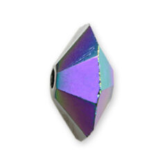 Bead, Helenski Crystal Art.8012 3x6mm Donut - Jet Black AB