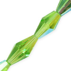 Bead, Helenski Crystal Art.8020 16x8mm Long Bicone - Peridot AB Green