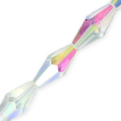 Bead, Helenski Crystal Art.8020 12x6mm Long Bicone - Crystal AB