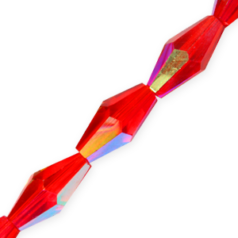 Bead, Helenski Crystal Art.8020 12x6mm Long Bicone - Light Siam AB