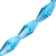 Bead, Helenski Crystal Art.8020 12x6mm Long Bicone - Aquamarine AB
