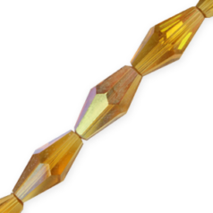 Bead, Helenski Crystal Art.8020 8x4mm Long Bicone - Light Topaz AB