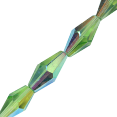 Bead, Helenski Crystal Art.8020 8x4mm Long Bicone - Light Olivine AB