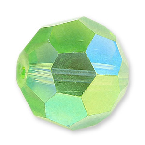 Bead, Helenski Crystal Art.8030 10mm Round - Peridot AB Green