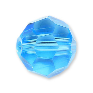 Bead, Helenski Crystal Art.8030 8mm Round - Aquamarine