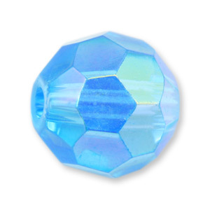 Bead, Helenski Crystal Art.8030 8mm Round - Aquamarine AB