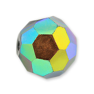 Bead, Helenski Crystal Art.8030 7mm Round - Jet Black AB