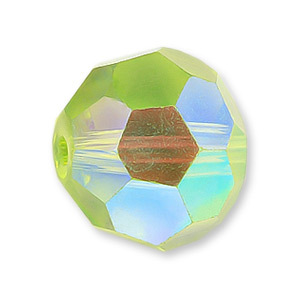 Bead, Helenski Crystal Art.8030 7mm Round - Light Olivine AB