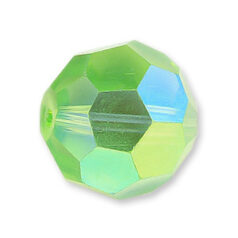 Bead, Helenski Crystal Art.8030 7mm Round - Peridot AB Green