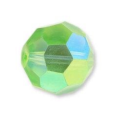 Bead, Helenski Crystal Art.8030 6mm Round - Peridot AB Green