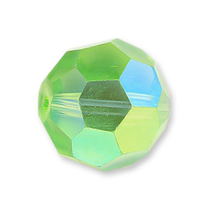 Bead, Helenski Crystal Art.8030 6mm Round - Peridot AB Green