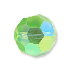 Bead, Helenski Crystal Art.8030 5mm Round - Peridot AB Green