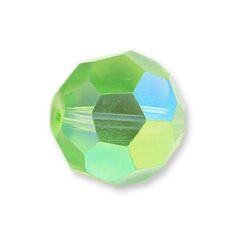 Bead, Helenski Crystal Art.8030 4mm Round - Peridot AB Green