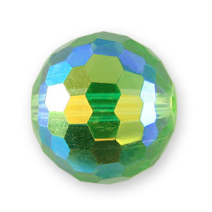 Bead, Helenski Crystal Art.8035 10mm Round - Peridot AB Green