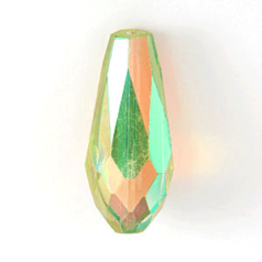 Bead, Helenski Crystal Art.8120 17X7mm Teardrop - Light Olivine AB