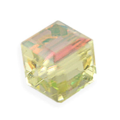 Bead, Helenski Crystal Art.8008 8x8mm Cube - Jonquil AB