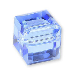 Bead, Helenski Crystal Art.8008 8x8mm Cube - Light Sapphire