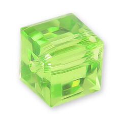 Bead, Helenski Crystal Art.8008 8x8mm Cube - Peridot Green