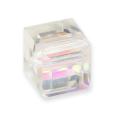 Bead, Helenski Crystal Art.8008 6x6mm Cube - Crystal AB